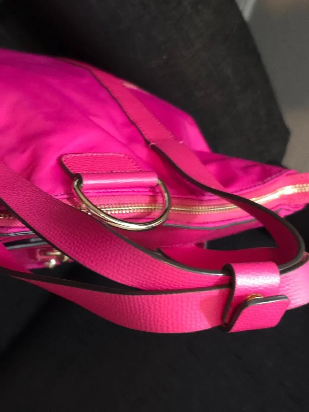 henri bendel Hot Pink Nylon & Leather Tote Backpack